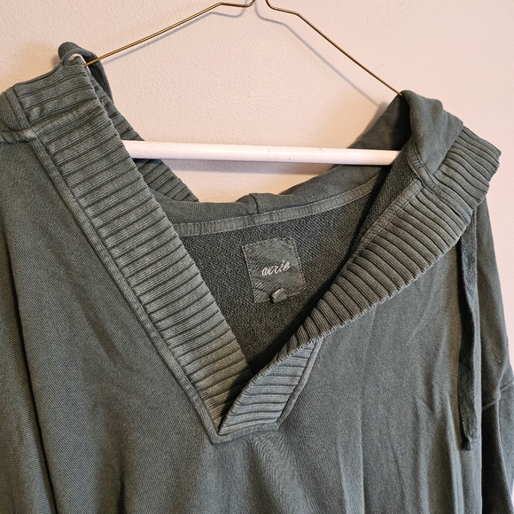 Aerie Down-to-Earth Henley Hoodie Green Large - Picture 2 of 8